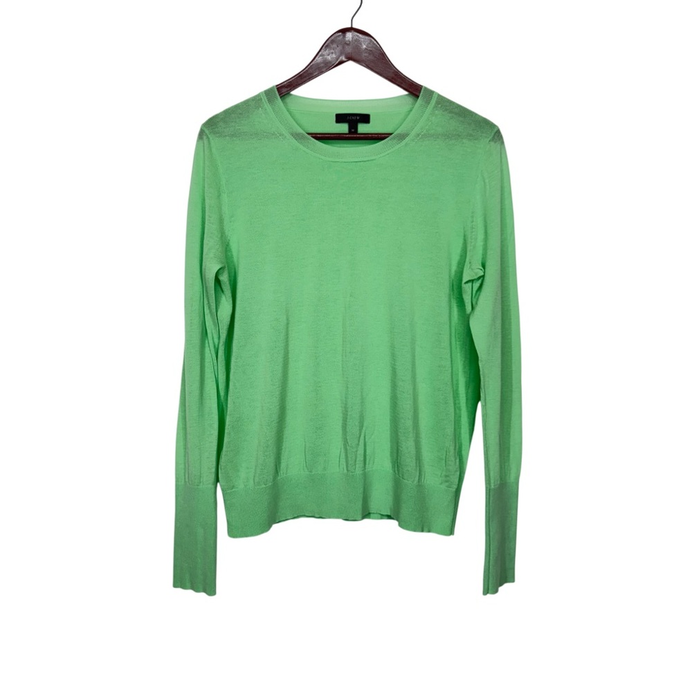 J. Crew Solid Pistachio Green Lightweight Cotton Crewneck Sweater Size Medium